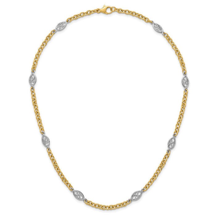 Shop 14K Two-Tone 6.5mm Fancy Cable Chain Necklace with Filigree Pendant-4