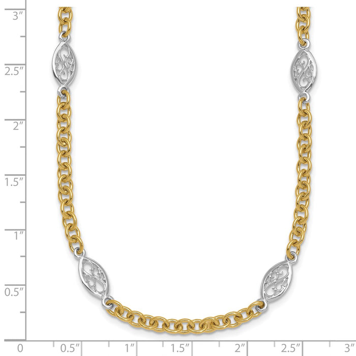 Shop 14K Two-Tone 6.5mm Fancy Cable Chain Necklace with Filigree Pendant-5