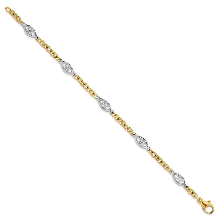 Shop Stylish 14K Two-Tone Polished 6.5mm Cable Chain Bracelet - 7.25" Value-2