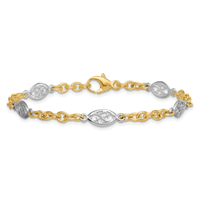 Shop Stylish 14K Two-Tone Polished 6.5mm Cable Chain Bracelet - 7.25" Value-3