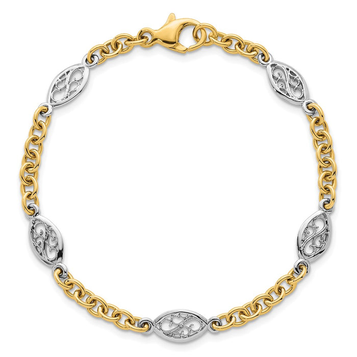 Shop Stylish 14K Two-Tone Polished 6.5mm Cable Chain Bracelet - 7.25" Value-4