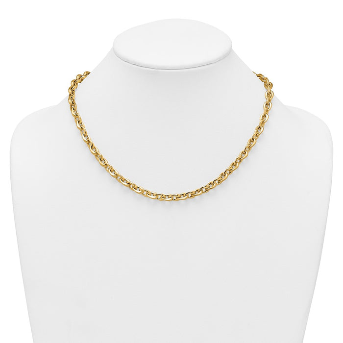 Shop Stylish 14K Gold 6.5mm Fancy Cable Chain Necklace - 18 Inches, Affordable!-3
