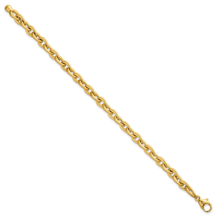 Buy 14K Gold 6.5mm Fancy Cable Chain Bracelet - Stylish & Affordable 7.5" Length-2