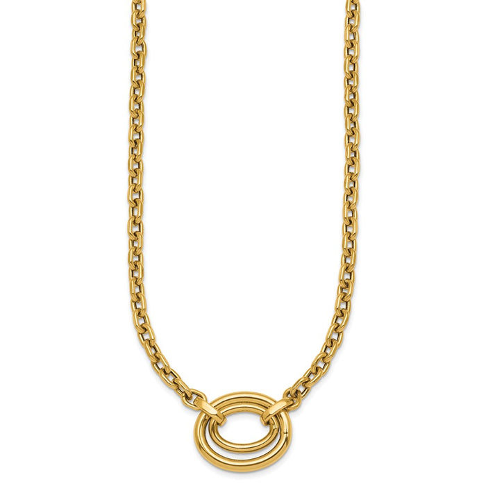 Exclusive 14K Gold Polished Double Oval Necklace - 17.5" with Stylish Extension-2
