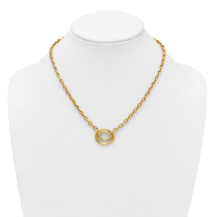 Exclusive 14K Gold Polished Double Oval Necklace - 17.5" with Stylish Extension-3