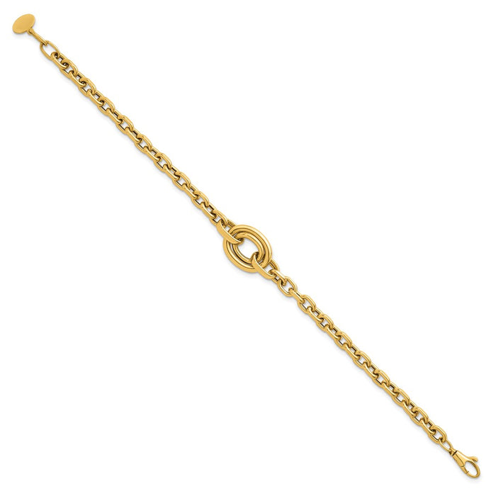 Shop 14K Gold Polished Double Circle Bracelet - 7.25" + 0.25" Extension, Stylish-2
