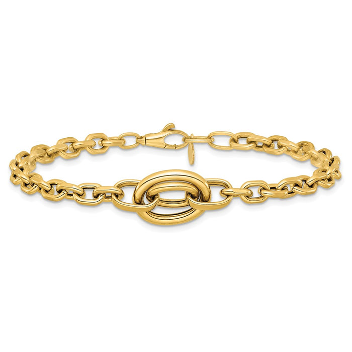 Shop 14K Gold Polished Double Circle Bracelet - 7.25" + 0.25" Extension, Stylish-3