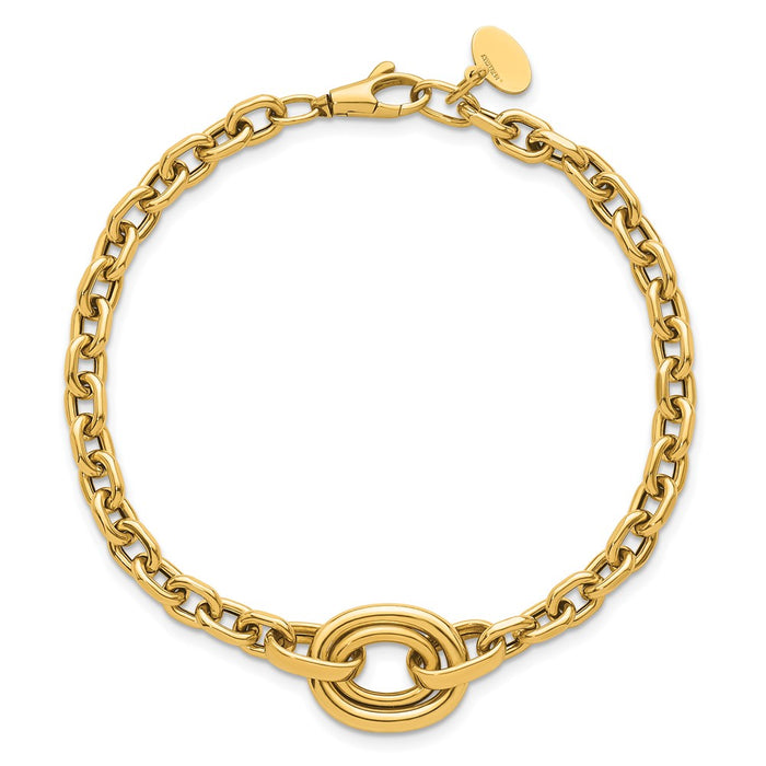 Shop 14K Gold Polished Double Circle Bracelet - 7.25" + 0.25" Extension, Stylish-4