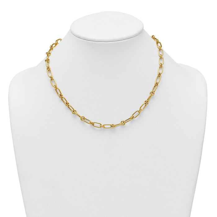 Shop 14K Gold Polished Oval & Circle Link Necklace - Stylish 18 Length-3