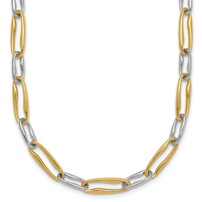 Shop Stylish 14K Two-Tone Polished 5.75mm Long Link Necklace - 18 Inches-1