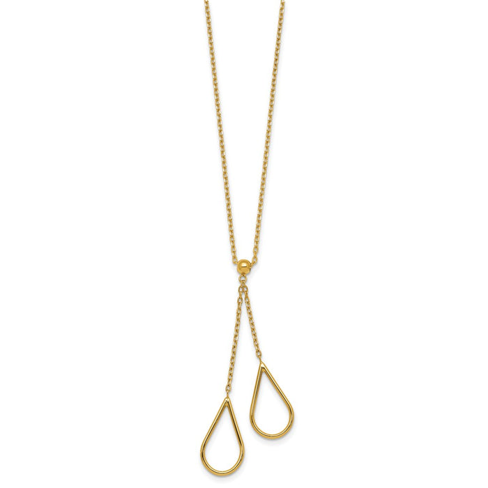 Buy Stylish 14K Gold Polished Y-Necklace, 16-Inch + 2-Inch Extender, Luxury Design-2