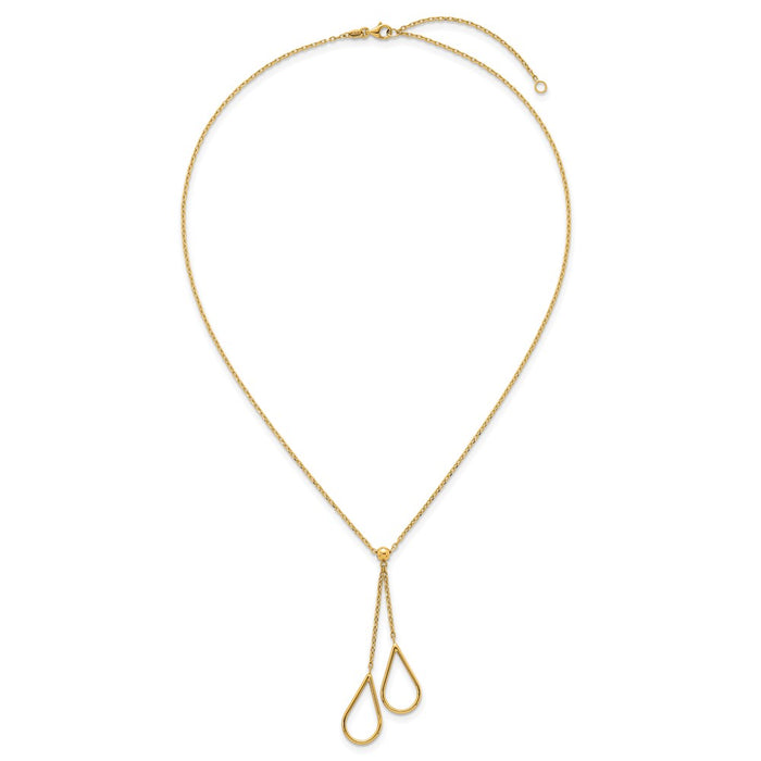 Buy Stylish 14K Gold Polished Y-Necklace, 16-Inch + 2-Inch Extender, Luxury Design-4