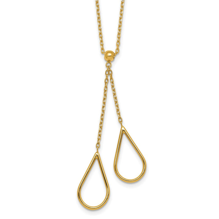Buy Stylish 14K Gold Polished Y-Necklace, 16-Inch + 2-Inch Extender, Luxury Design-1