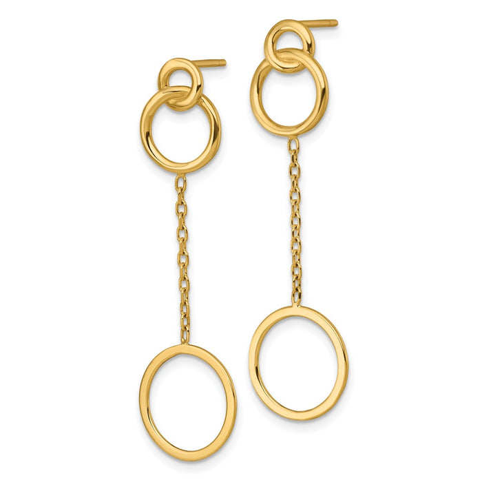 Buy Stylish 14K Gold Polished Double Circle Dangle Earrings - Luxury Design-2