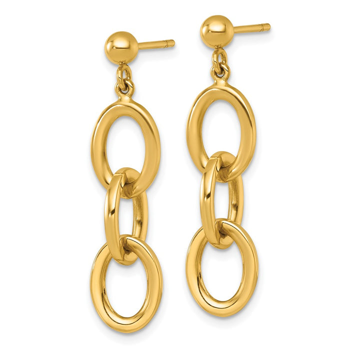 Buy Stylish 14K Gold Polished Oval Cable Chain Drop Earrings - Luxury Value!-2
