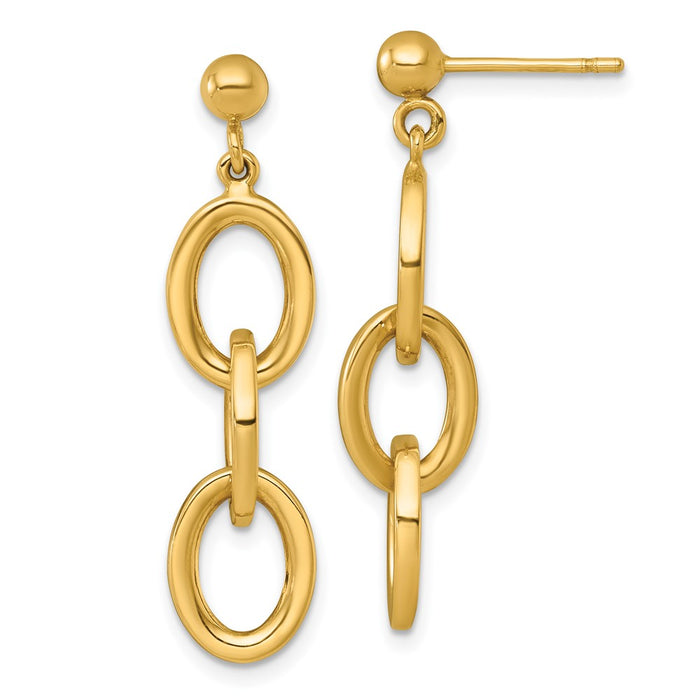 Buy Stylish 14K Gold Polished Oval Cable Chain Drop Earrings - Luxury Value!-1