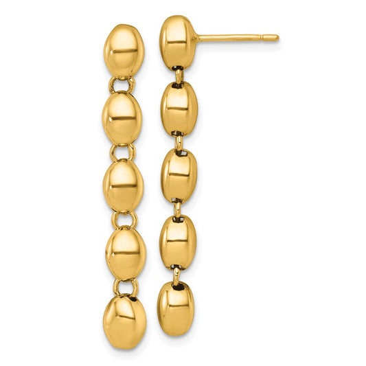Exclusive 14K Gold Dangle Earrings, 5.25mm Beaded Design - Stylish Value