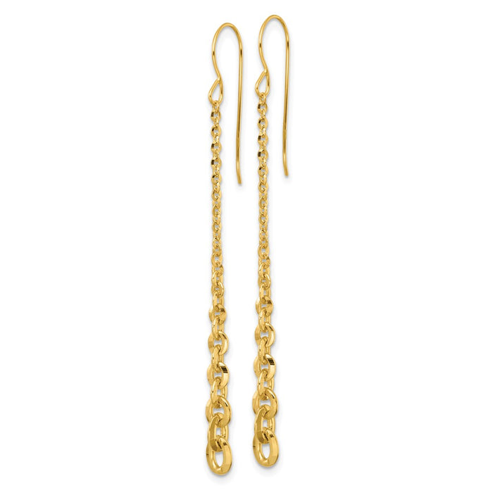 Buy Stylish 14K Gold Graduated Cable Chain Dangle Earrings - 2" Long, Affordable!-2