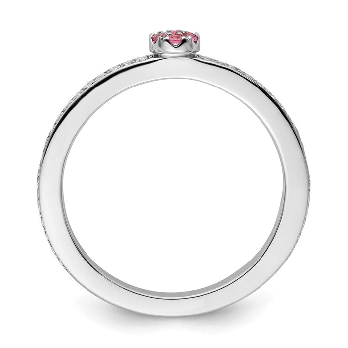 Shop Stylish 14K White Gold Stackable Ring with Pink Tourmaline & Diamonds-2