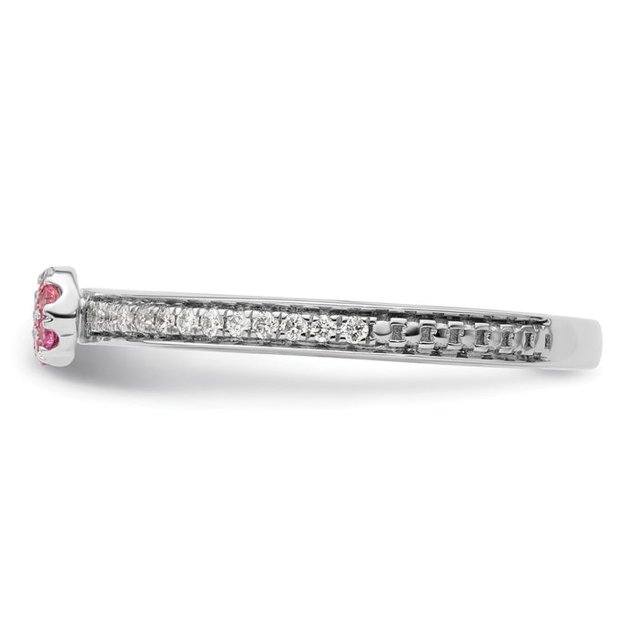 Designer 14K White Gold Stackable Ring with Pink Tourmaline & Diamonds-4