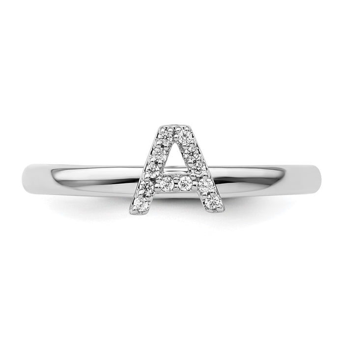 Shop Stylish 14K White Gold Diamond Initial 'A' Stackable Ring - 0.85mm-3