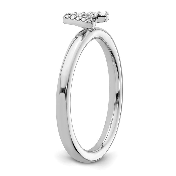 Shop Stylish 14K White Gold Diamond Initial 'A' Stackable Ring - 0.85mm-5