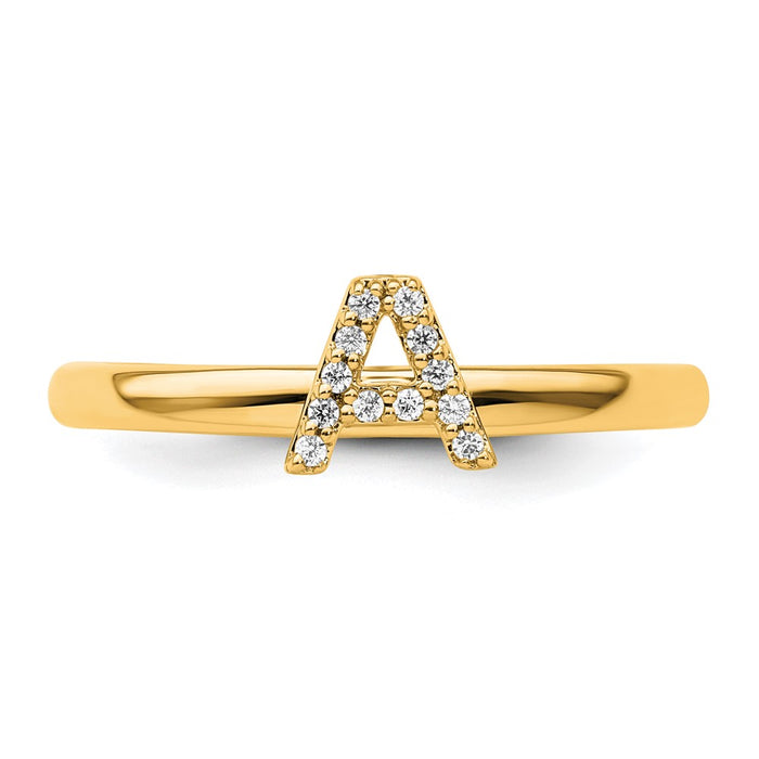 Shop Stylish 14K Gold Stackable Diamond Initial A Ring - Affordable Luxury!-3