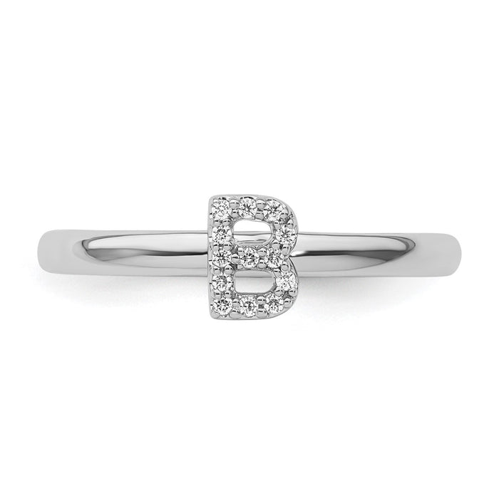Buy Stylish 14K White Gold Diamond Initial B Stackable Ring - Affordable Luxury!-3