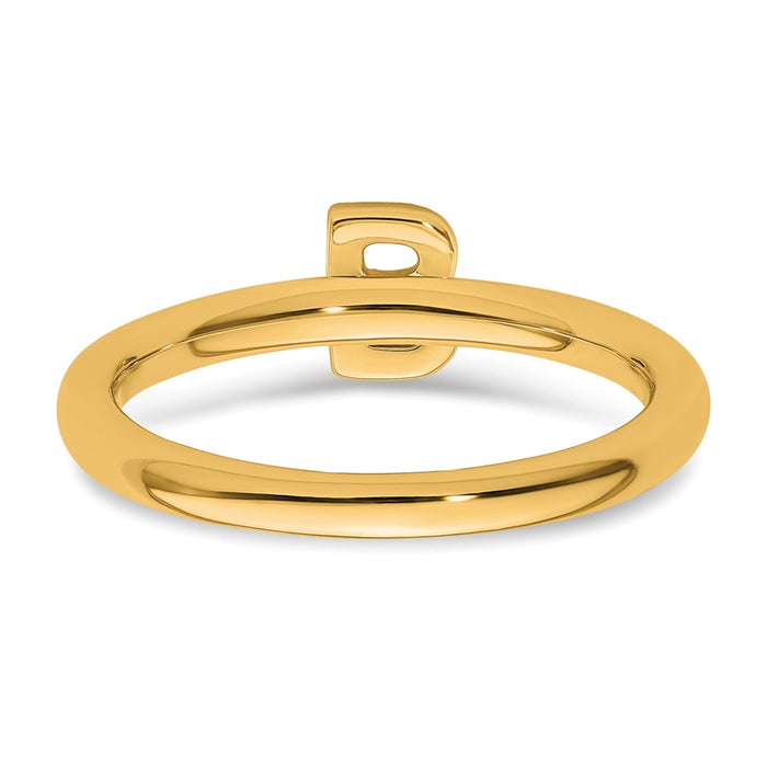 Exclusive 14K Gold Stackable Diamond Initial B Ring - Stylish and Affordable Luxury-4