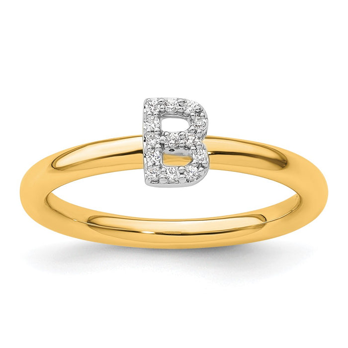 Exclusive 14K Gold Stackable Diamond Initial B Ring - Stylish and Affordable Luxury-1