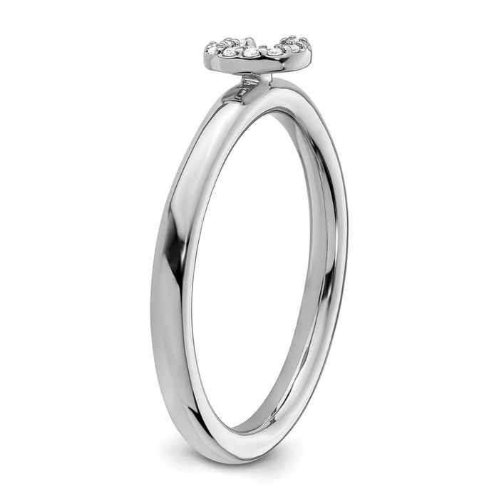 Exclusive 14K White Gold Diamond Initial C Stackable Ring - Stylish Value-5