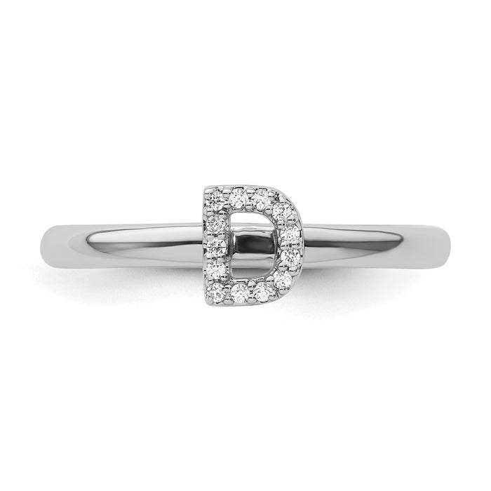 Buy 14K White Gold Diamond Initial D Stackable Ring - Stylish Value Piece-3