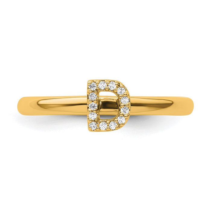 Buy Exclusive 14K Gold Stackable Diamond Initial "D" Ring - Stylish Luxury!-3