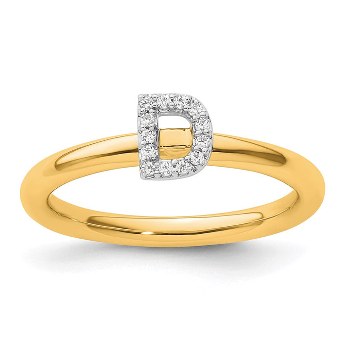 Buy Exclusive 14K Gold Stackable Diamond Initial "D" Ring - Stylish Luxury!-1
