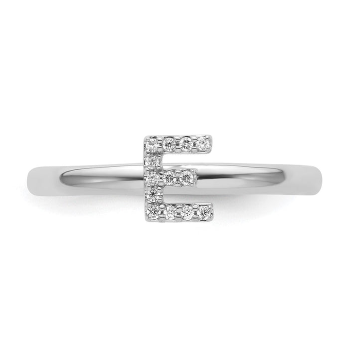 Shop Stylish 14K White Gold Diamond Initial E Stackable Ring - Luxury Value-3