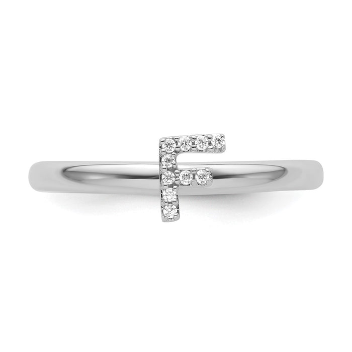 Shop Exclusive 14K White Gold Diamond Initial F Stackable Ring - Stylish & Affordable!-3