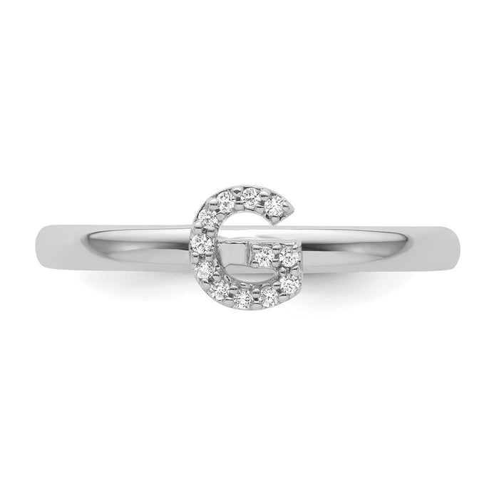 Buy Stylish 14K White Gold Diamond Initial G Stackable Ring - Affordable Luxury-3