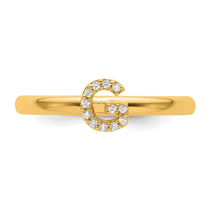 High-quality 14K Gold Stackable Diamond Initial "G" Ring - Stylish Luxury!-3