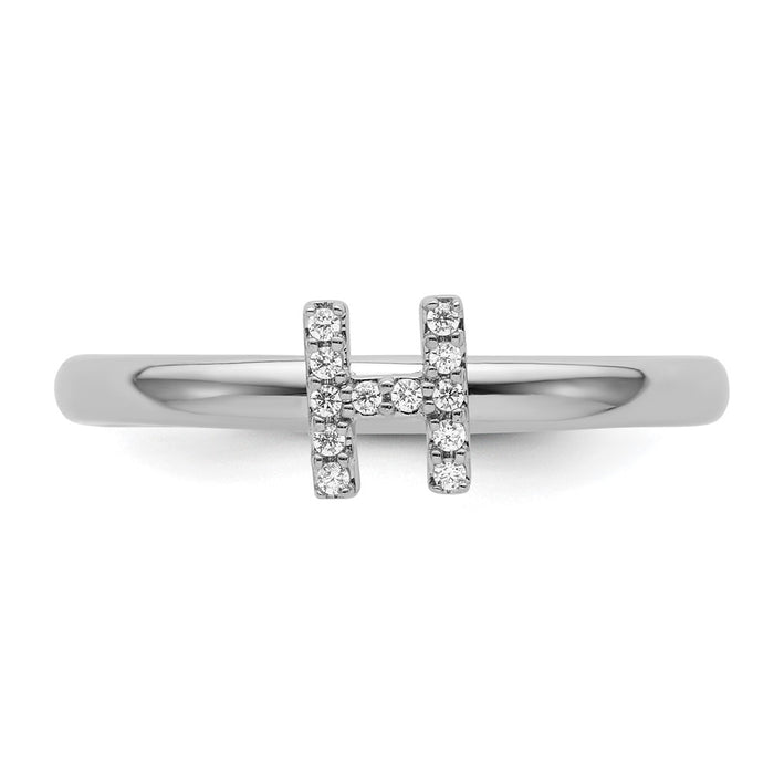 Shop Stylish 14K White Gold Diamond Initial H Stackable Ring, 0.85mm-3