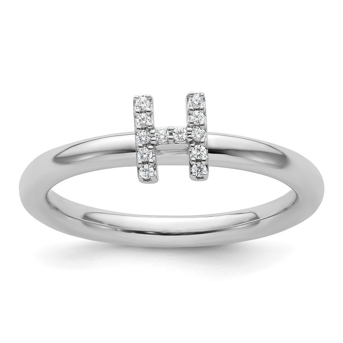 Shop Stylish 14K White Gold Diamond Initial H Stackable Ring, 0.85mm-1