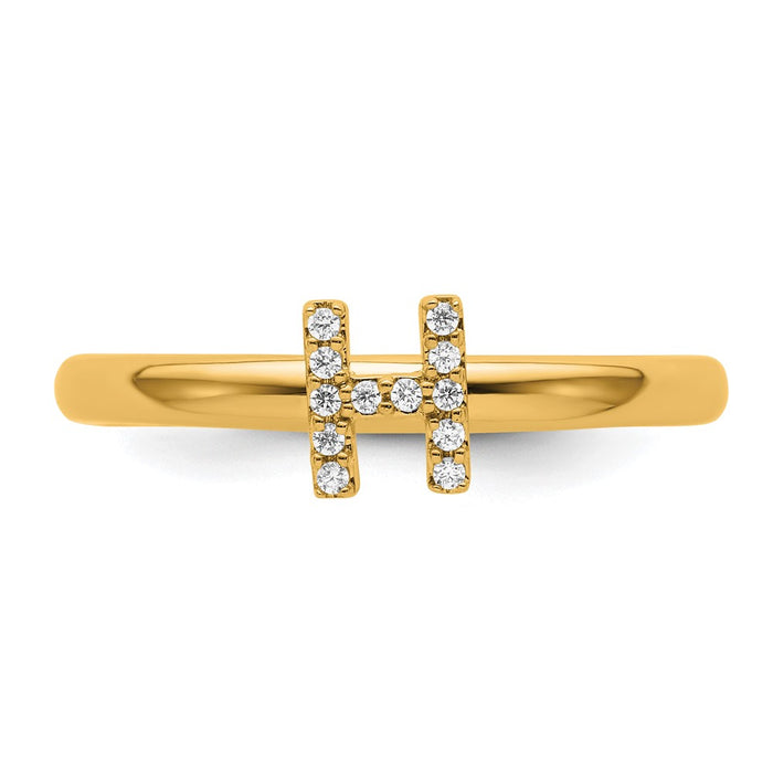 Shop Stylish 14K Gold Stackable Diamond Initial H Ring - Affordable Luxury-3