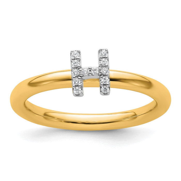 Shop Stylish 14K Gold Stackable Diamond Initial H Ring - Affordable Luxury-1