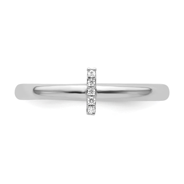 Shop Stylish 14K White Gold Diamond Initial "I" Stackable Ring - Luxury Value-3