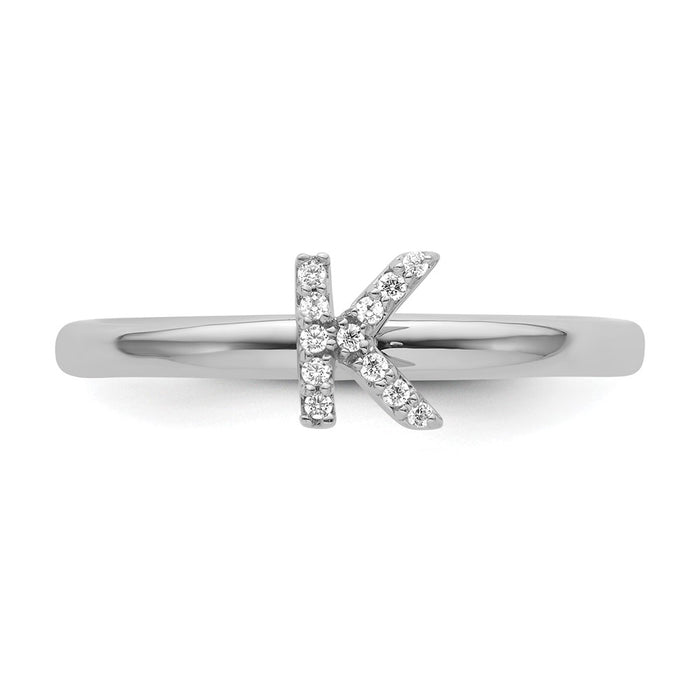 Shop Stylish 14K White Gold Diamond Initial 'K' Stackable Ring - 0.85mm-3