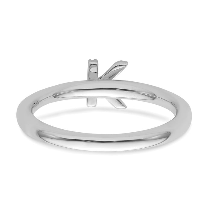 Shop Stylish 14K White Gold Diamond Initial 'K' Stackable Ring - 0.85mm-4