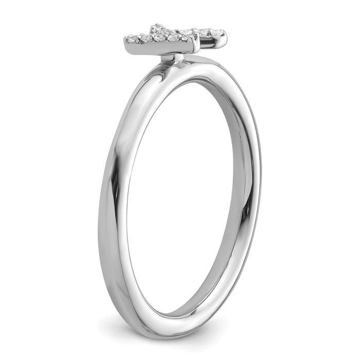 Shop Stylish 14K White Gold Diamond Initial 'K' Stackable Ring - 0.85mm-5
