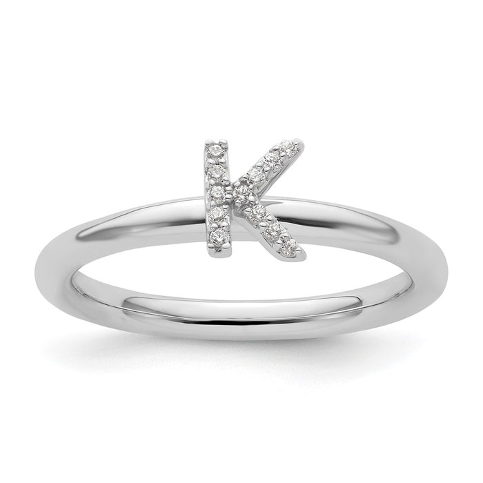 Shop Stylish 14K White Gold Diamond Initial 'K' Stackable Ring - 0.85mm-1