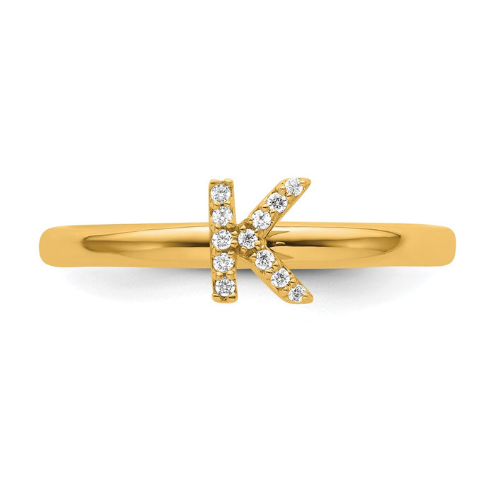 Exclusive 14K Gold Stackable Diamond Initial K Ring - Stylish Luxury Gift-3