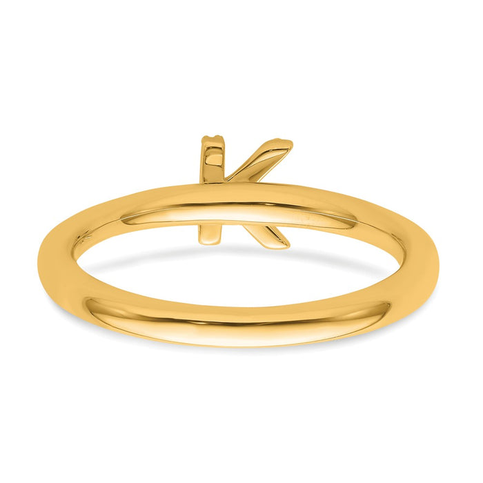 Exclusive 14K Gold Stackable Diamond Initial K Ring - Stylish Luxury Gift-4