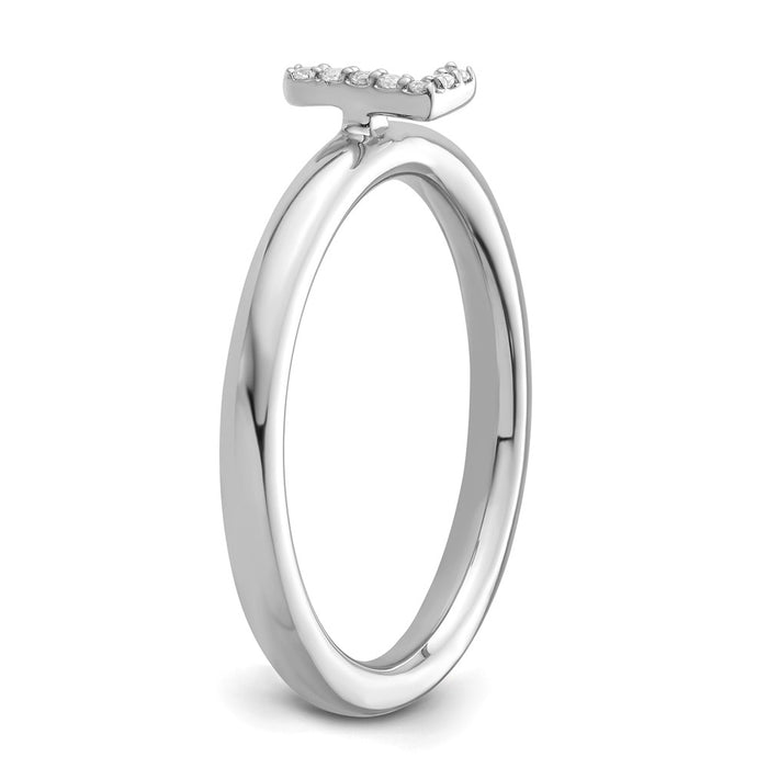 Buy Stylish 14K White Gold Diamond Initial "L" Stackable Ring - 0.85mm-5